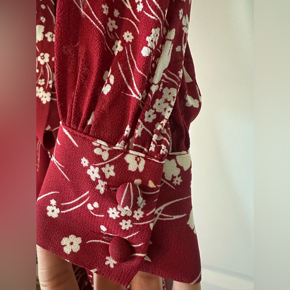 Reformation Red Floral Midi Wrap Dress - Picture 5 of 6